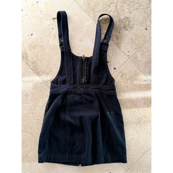 PacSun Black Denim Zip Front Pinafore Overall Mini Dress XS - Picture 5 of 8